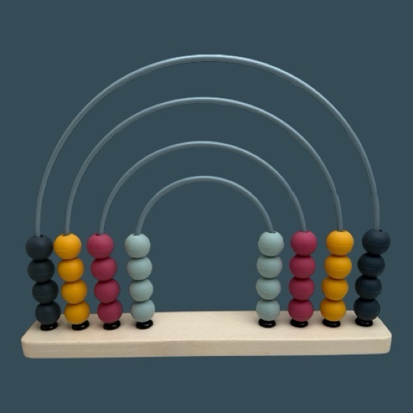 Bigjigs Toys Other - Bigjigs Toys Rainbow Abacus Educational Wooden Base Food-Grade Silicone Beads
